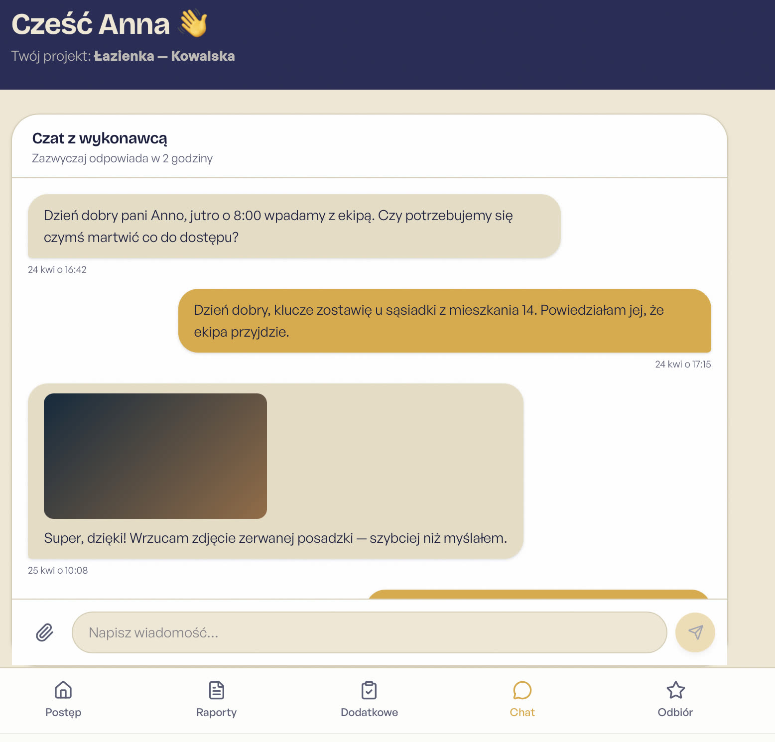Strefa klienta — Chat z wykonawcą