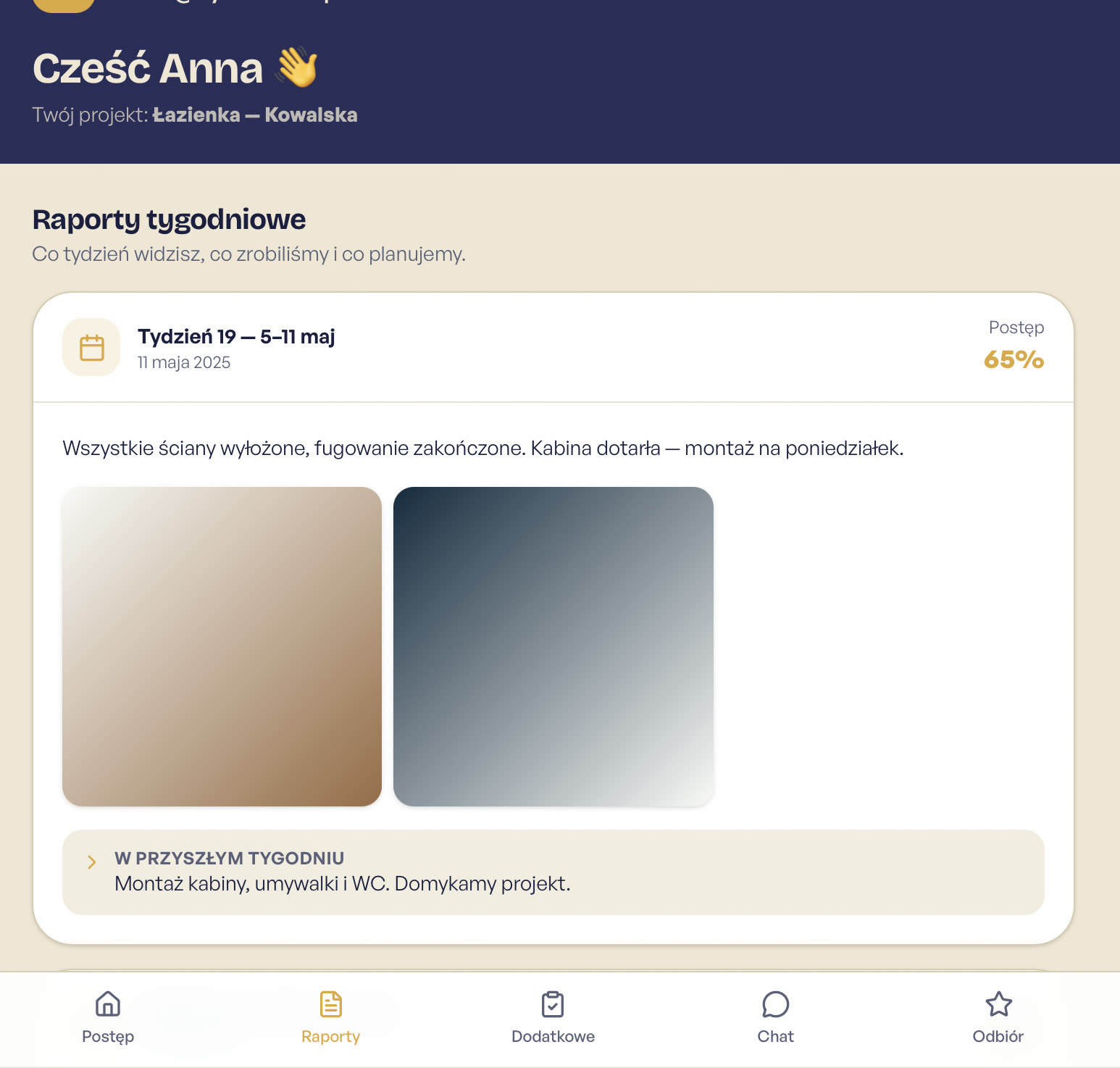 Strefa klienta — Raporty tygodniowe